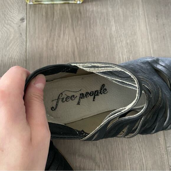 Free People Lost Valley Black Leather Strappy Booties - Picture 6 of 11